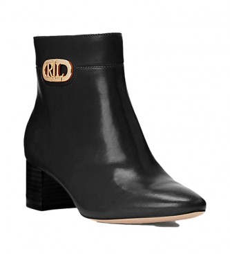 Ralph Lauren Wynne black leather ankle boots -Height heel: 5 cm