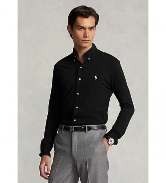 Polo Ralph Lauren Izjemno lahka pikirana majica črna