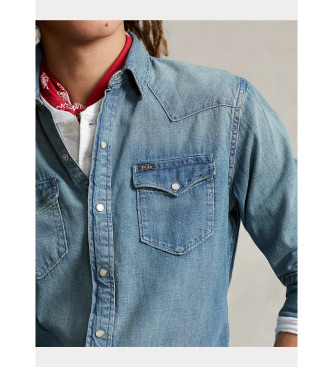 Polo Ralph Lauren Modra srajca iz džinsa s plameni Western Shirt