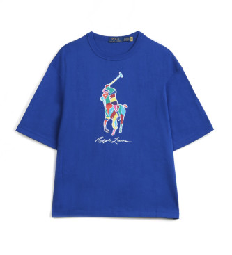 Polo Ralph Lauren Wielokolorowa koszulka z krótkim rękawem z logo, niebieska