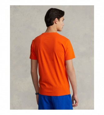 Ralph Lauren T-shirt arancione personalizzata in maglia slim fit