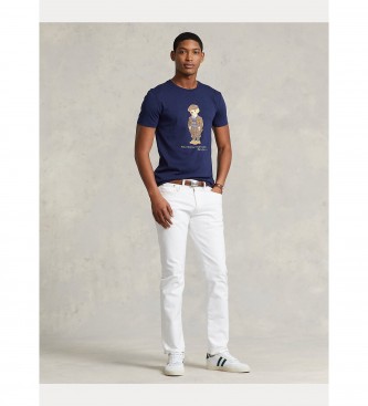 Ralph Lauren T-shirt en jersey tricoté bleu Slim Fit personnalisé