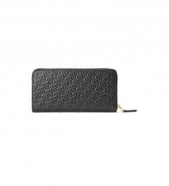 Polo Ralph Lauren Continentale gegraveerde lederen portefeuille zwart -9.5x19x2.54cm