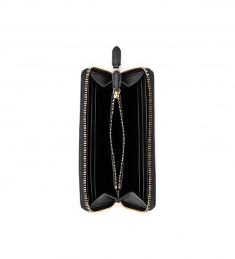 Polo Ralph Lauren Carteira de couro gravada continental preta -9,5x19x2,54cm