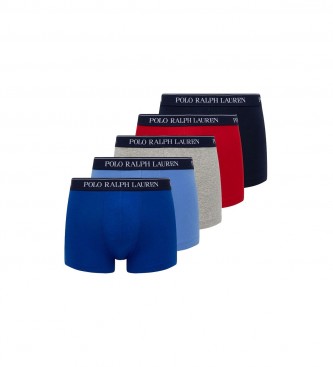Ralph Lauren Pacote de 5 boxers vermelhos, cinzentos, azuis e da marinha