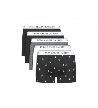 Ralph Lauren Pacote de 5 boxers preto, cinzento, branco