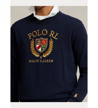 Ralph Lauren Maglia in cotone con logo e scudetto navy