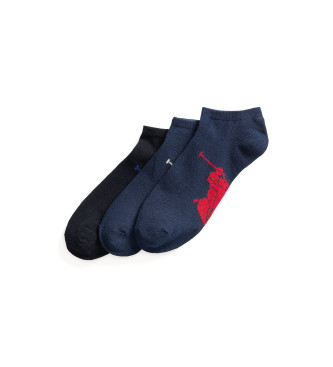 Polo Ralph Lauren Conjunto de 3 meias at ao tornozelo em azul-marinho