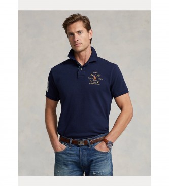Polo Ralph Lauren Kundenspezifisches Slim Fit marinefarbenes Pique-Poloshirt