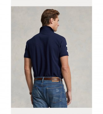 Polo Ralph Lauren Kundenspezifisches Slim Fit marinefarbenes Pique-Poloshirt
