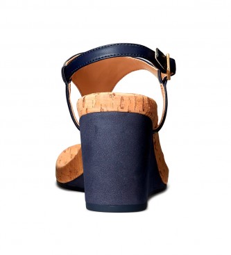 Polo Ralph Lauren Jeannie sandal i marinebl syntetisk lder -Hjde 7cm kile