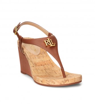 Polo Ralph Lauren Brown Jeannie sandal -Height 7cm wedge