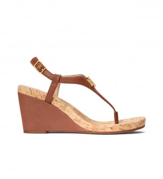 Polo Ralph Lauren Brown Jeannie sandal -Height 7cm wedge
