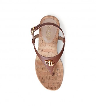 Polo Ralph Lauren Bruine Jeannie sandaal -hoogte 7cm sleehak