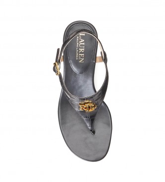 Polo Ralph Lauren Westcott II sort prget lder sandal - Hlhjde 6cm