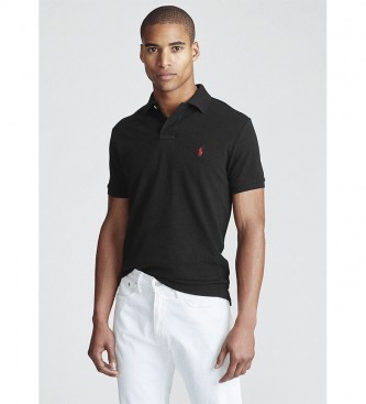 Ralph Lauren Custom Fit piqu polo shirt black