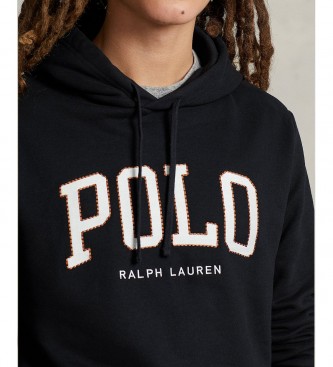 Polo Ralph Lauren Mikina s kapuco iz flisa z logotipom črna
