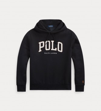 Polo Ralph Lauren Fleece-trja med logotyp och huva svart