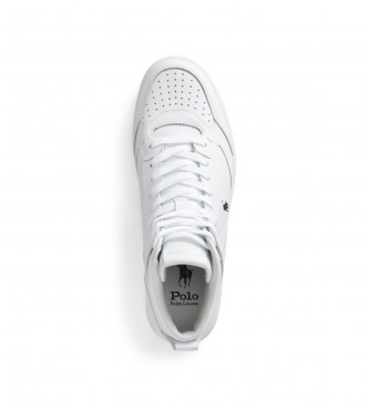 Polo Ralph Lauren Nizke čipkaste usnjene športne copate bele barve