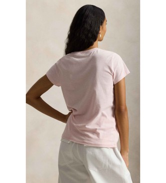 Polo Ralph Lauren Lyserød klassisk fit bomuldsstrik t-shirt