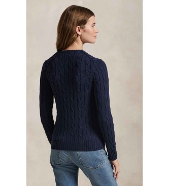 Polo Ralph Lauren Pull en coton marine tricoté en écru