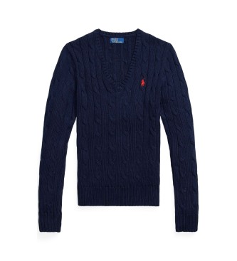 Polo Ralph Lauren Pull en coton marine tricoté en écru
