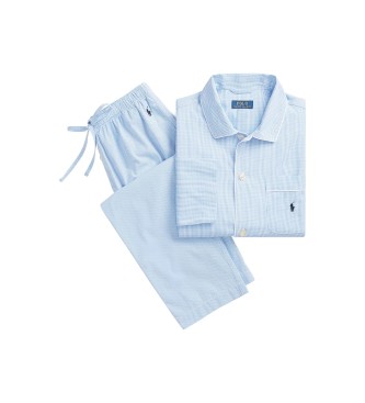 Polo Ralph Lauren Lang pyjamas i poplin med bl� vichy-tern