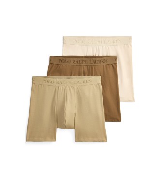Polo Ralph Lauren Set de 3 calzoncillos b�xer de algod�n el�stico beige, marr�n