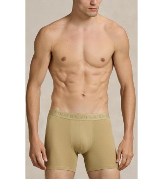 Polo Ralph Lauren Set de 3 calzoncillos b�xer de algod�n el�stico beige, marr�n