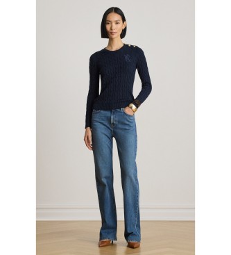 Lauren Ralph Lauren Pull en tricot torsadé avec boutons marine