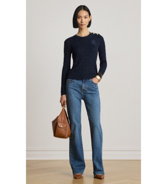 Lauren Ralph Lauren Pull en tricot torsadé avec boutons marine