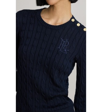Lauren Ralph Lauren Pull en tricot torsadé avec boutons marine