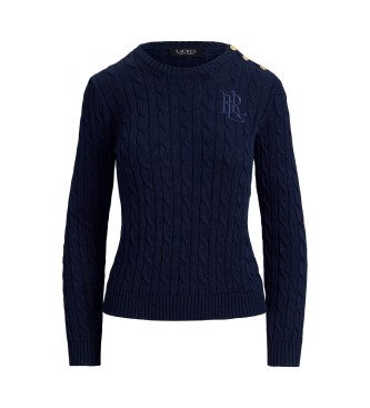 Lauren Ralph Lauren Pull en tricot torsadé avec boutons marine