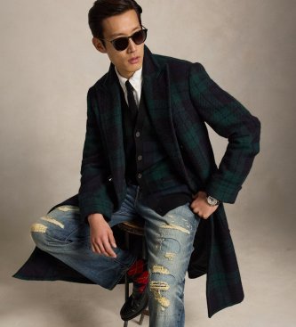 Polo Ralph Lauren Cardigan en laine à carreaux noir