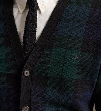 Polo Ralph Lauren Cardigan en laine à carreaux noir