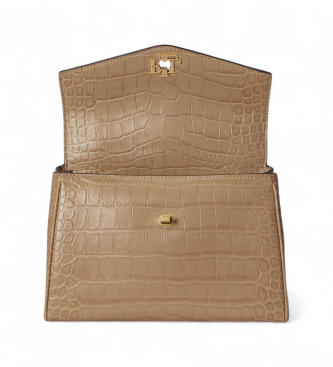 Lauren Ralph Lauren Bolsa satchel Farrah pequena macia marrom