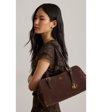 Lauren Ralph Lauren Borsa a tracolla grande Marcy in pelle scamosciata marrone