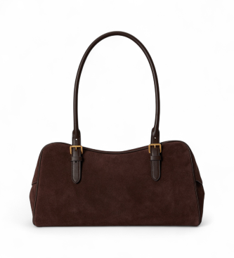 Lauren Ralph Lauren Borsa a tracolla grande Marcy in pelle scamosciata marrone