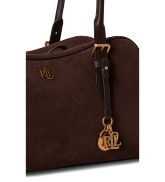 Lauren Ralph Lauren Borsa a tracolla grande Marcy in pelle scamosciata marrone