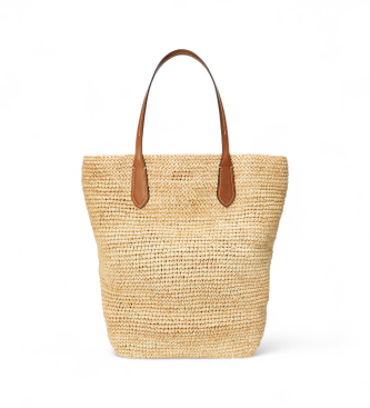 Polo Ralph Lauren Duża torba z rafii z beżowym kucykiem Big Pony