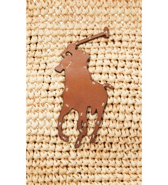 Polo Ralph Lauren Duża torba z rafii z beżowym kucykiem Big Pony