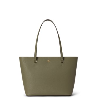 Lauren Ralph Lauren Karly średnia skórzana torba na ramię zielona