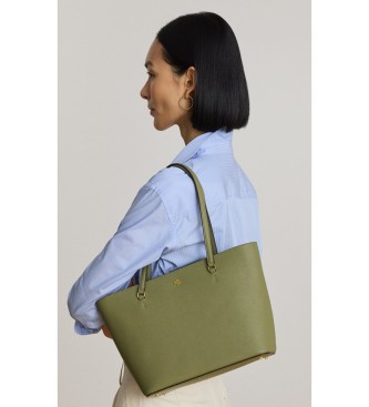 Lauren Ralph Lauren Karly średnia skórzana torba na ramię zielona