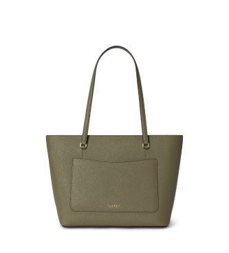 Lauren Ralph Lauren Karly średnia skórzana torba na ramię zielona
