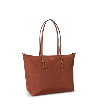 Lauren Ralph Lauren Keaton mittelgroße braune Nylon Tragetasche