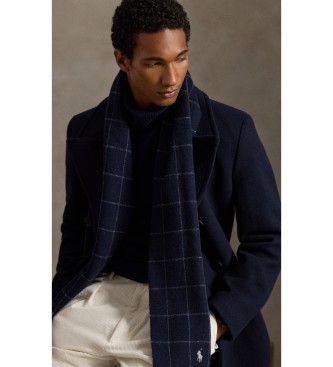 Polo Ralph Lauren Sciarpa in lana a quadri effetto vetrata blu marino