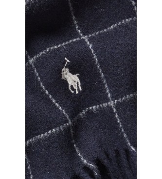 Polo Ralph Lauren Sciarpa in lana a quadri effetto vetrata blu marino