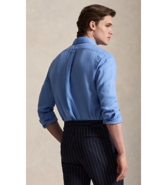 Polo Ralph Lauren Camisa de linho de ajuste personalizado azul