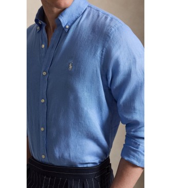 Polo Ralph Lauren Camisa de linho de ajuste personalizado azul