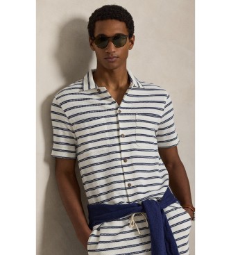 Polo Ralph Lauren Camicia in maglia e traforata a righe bianche e blu navy